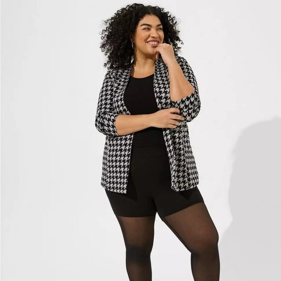 torrid Jackets & Blazers - Torrid sz 3X Longline Ponte Knit Blazer Gray Black Houndstooth